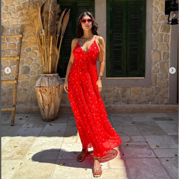 Zara ZW Strappy Midi Dress NWT Red Size Small Blogger Fav - Picture 7 of 14